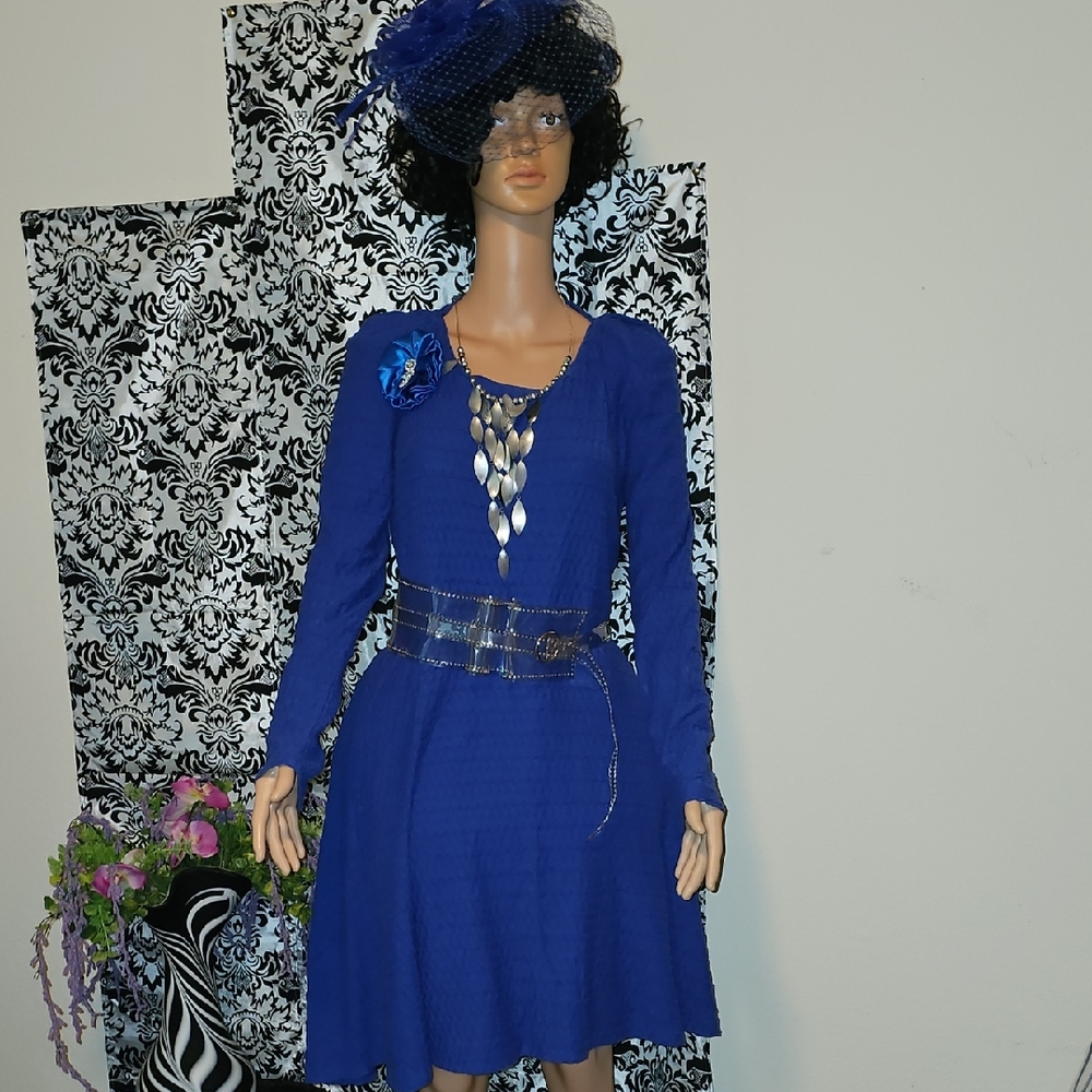 Elegant Blue Dress with Silver Accents